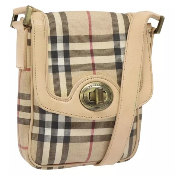 BURBERRY Nova Check Shoulder Bag PVC Leather Beige - Picture 1 of 15